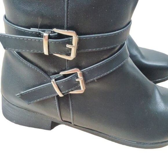 Black Knee moto riding grunge concert boot with buckles new size 8 - Picture 2 of 6